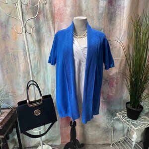 📌Apt. 9 Knitted Short Sleeves Shawl Collar Sweater with Attached Top